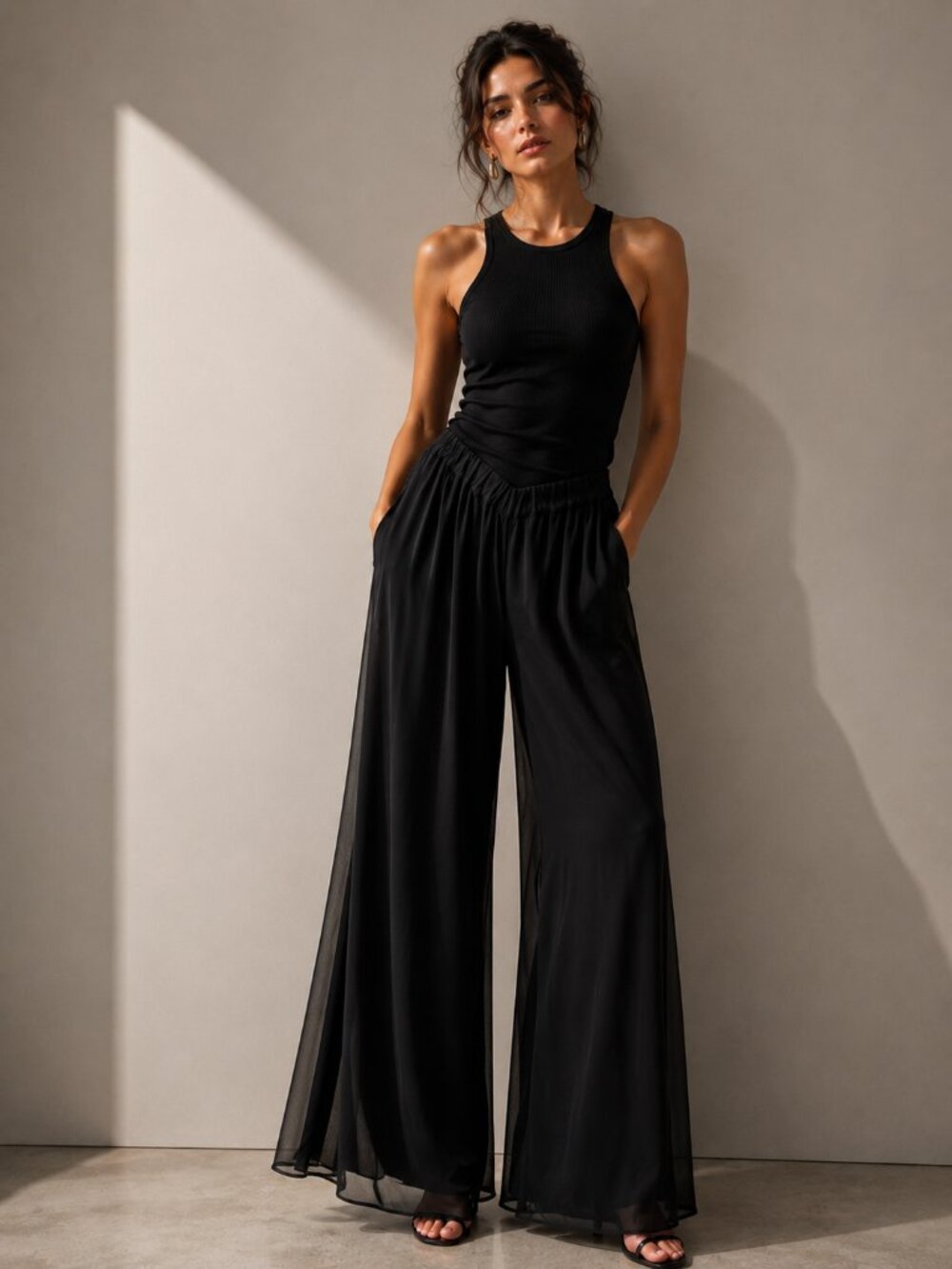 PierAntonioGaspari "George" Black Wide Leg Pants Trouser IT 42 US 6 NWT Italy